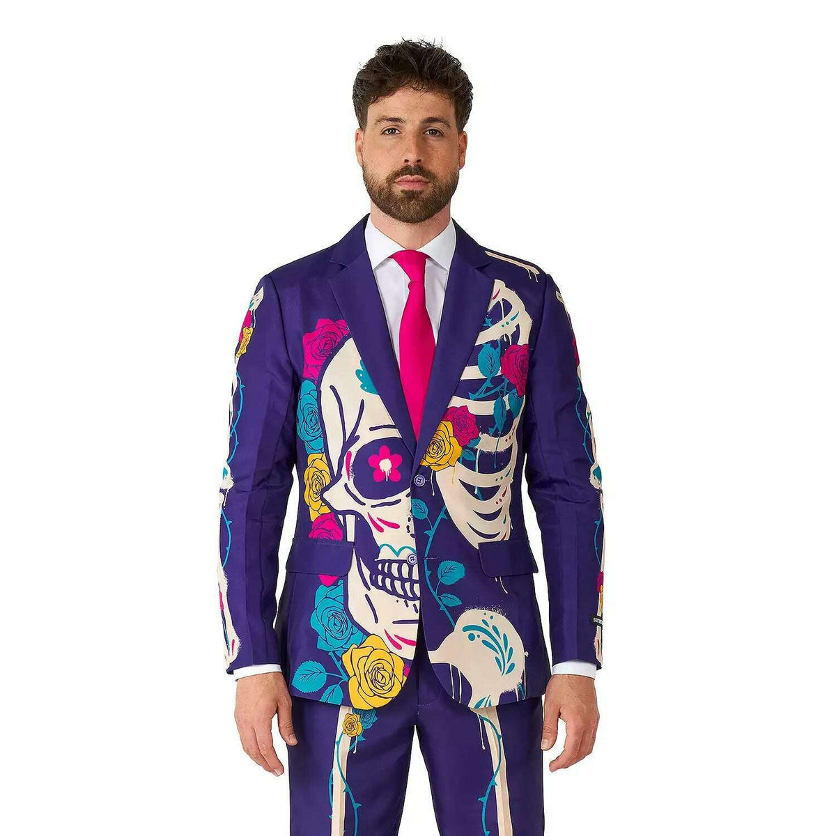 Sugar Skull Print Purple Suitmeister Suit