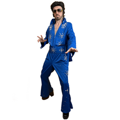 Supreme Vegas High Fashion Elvis Presley Blue Jumpsuit Adult Costume