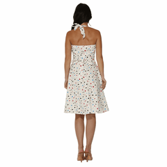 Sweet Candy White Halter Dress with Multicolor Dots