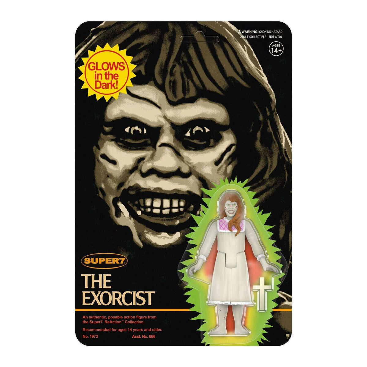 The Exorcist: 3.75" Glow In The Dark Reagan ReAction Collectible Action Figure w/ Cross