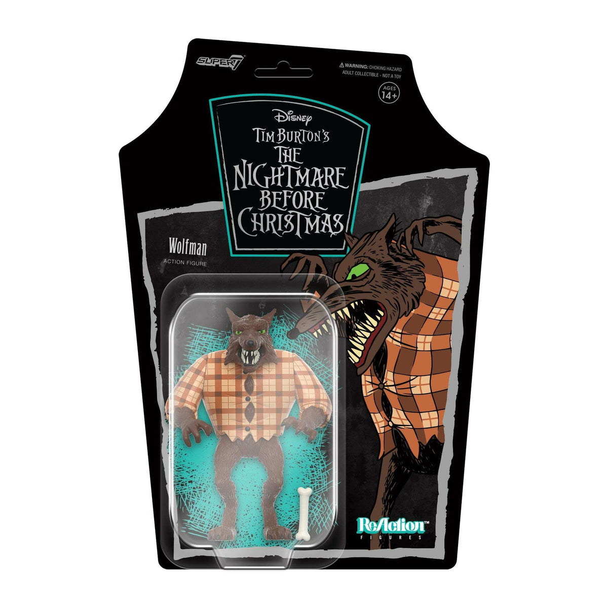 The Nightmare Before Christmas: 3.75" Wolfman ReAction Collectible Action Figure & Bone