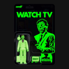 They Live: 3.75" Glow In The Dark Male Ghoul ReAction Collectible Action Figure w/ Briefcase, Newspaper, and Spy Drone