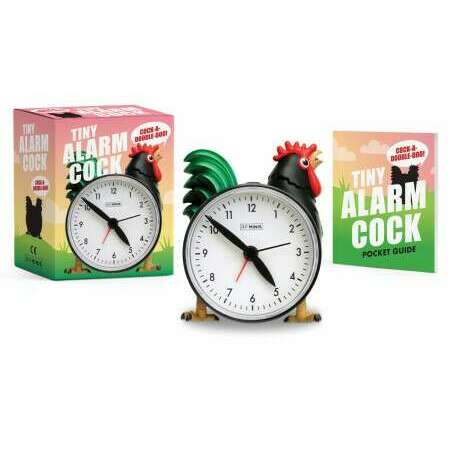 Tiny Alarm Cock: Functional Mini Analogue Clock w/ Rooster Sounds & Mini Book