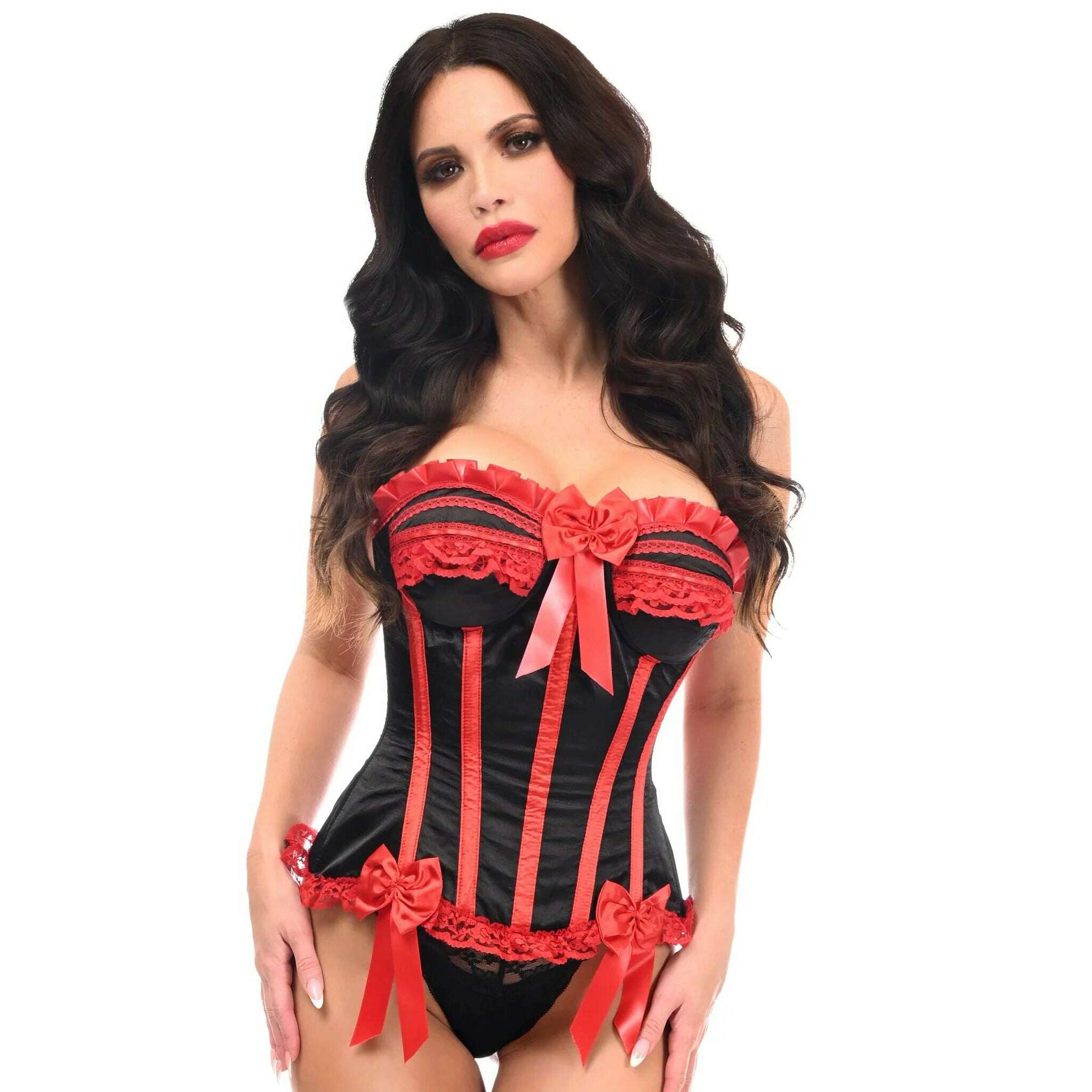 Top Drawer Steel Boned Ruffle Trim Burlesque Corset