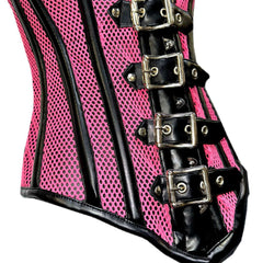 Top Drawer X-Small Pink & Black Steel Boned Fishnet Underbust Corset