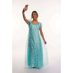 Turquoise Regency Adult Puffy Sleeve Dress