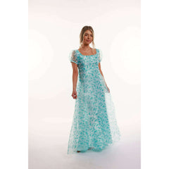 Turquoise Regency Adult Puffy Sleeve Dress