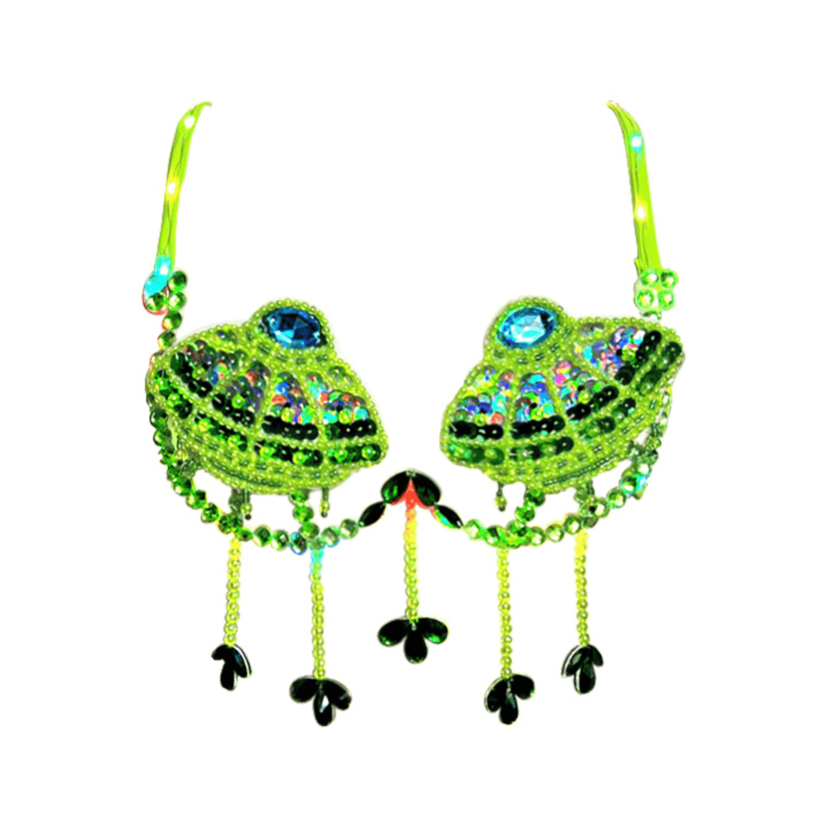 UFO Neon Green Light Up UV Carnival Bra