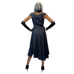 Ultimate 1950’s Women's Navy Taffeta Cocktail Dress Adult Costume