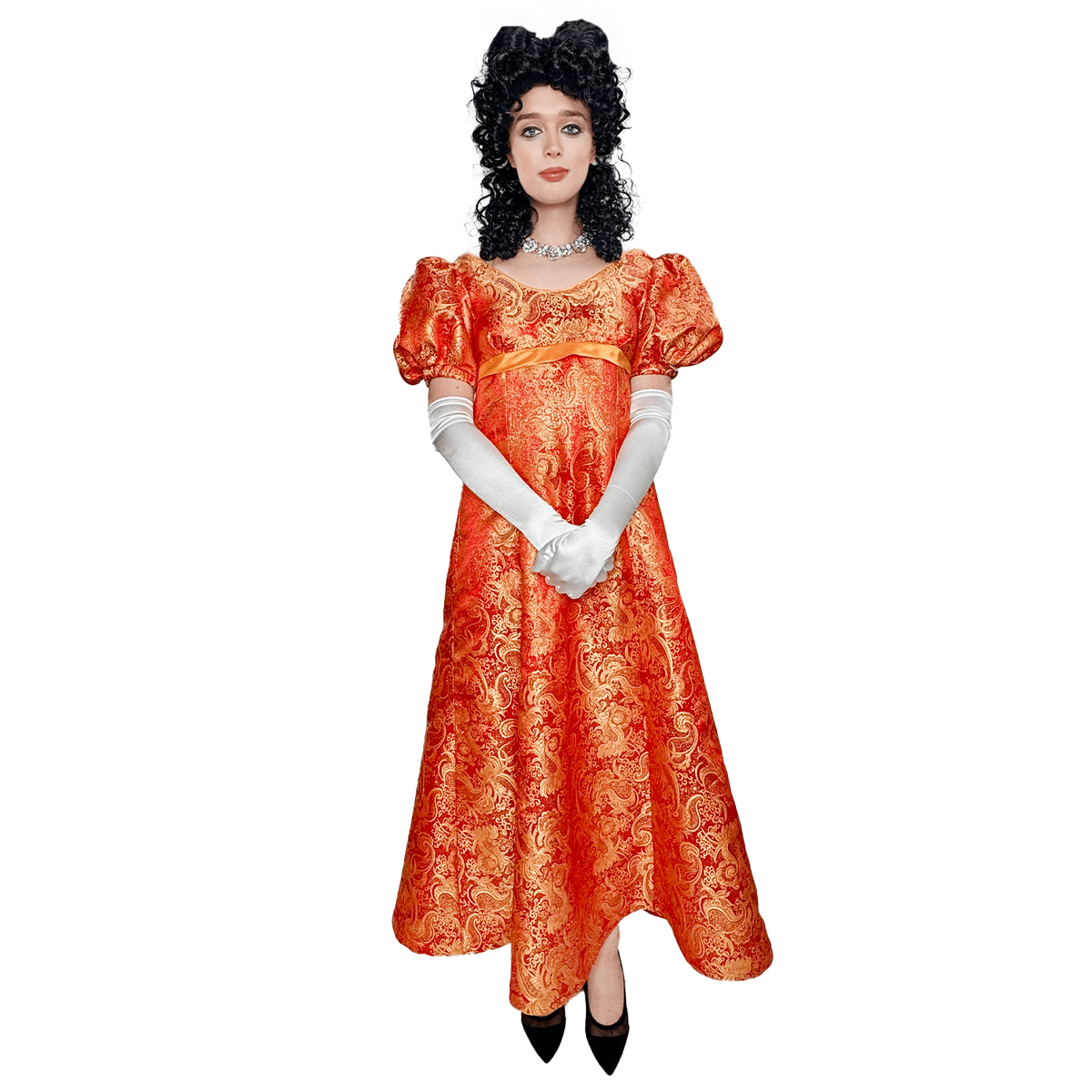 Upper Class Bright Orange Regency Adult Costume