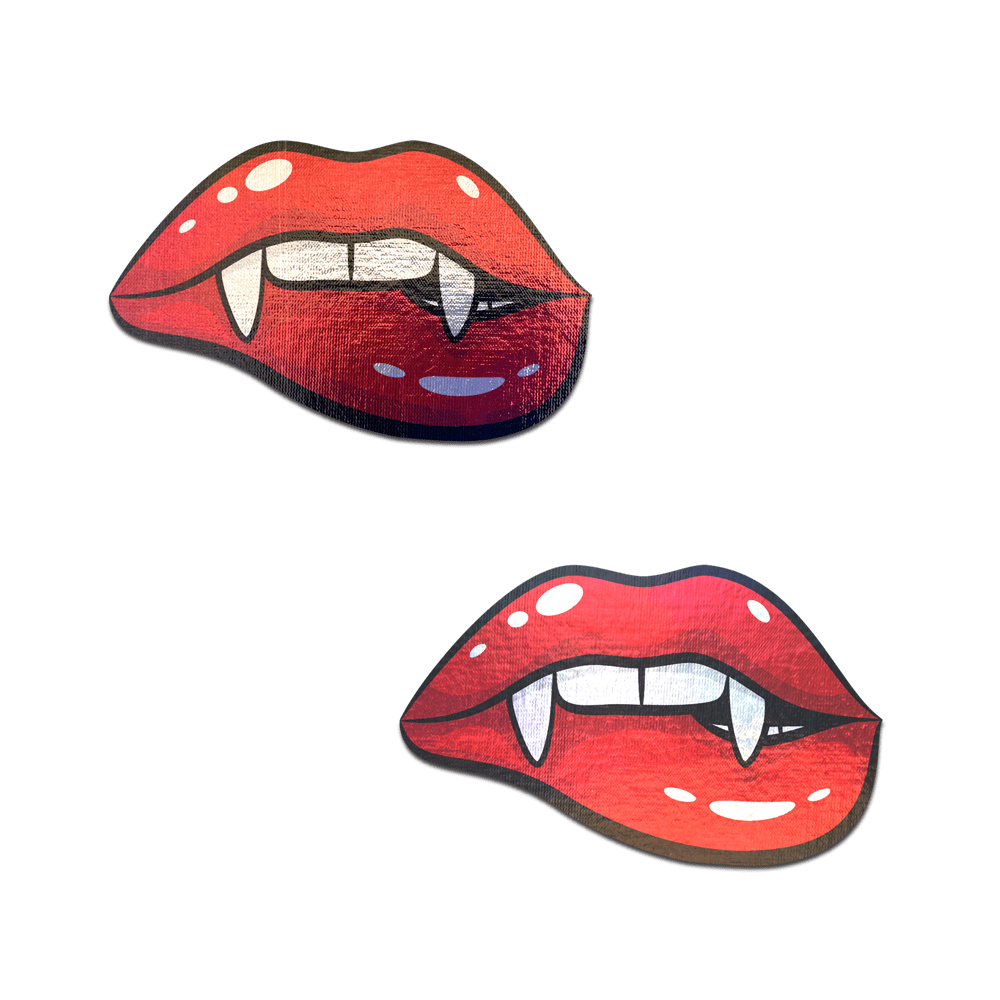 Vampire Fangs Pasties Red Holo Biting Lip Nipple Covers AbracadabraNYC vampire-fangs-pasties-red-holo-biting-lip-nipple-covers-abracadabranyc