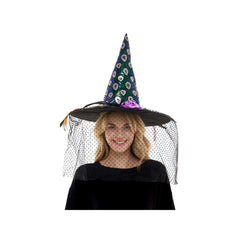 Veiled Sequin Witch Hat