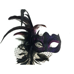 Venetian Mask w/ Side Feather & Flower