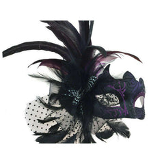 Venetian Mask w/ Side Feather & Flower