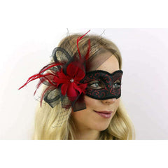 Venetian Mask with Bow and Feathers