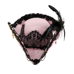 Vibrant Velvet Lace Trim Feather Pirate Hat