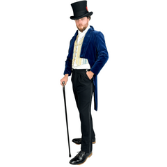 Victorian Elegant Velvet Blue and Black Adult Costume