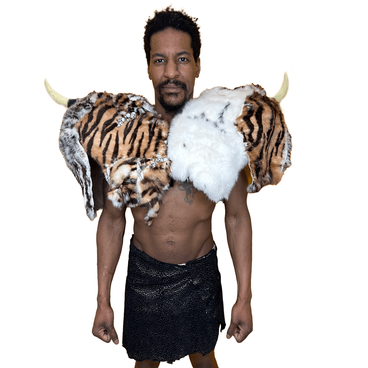 Viking Fur White Horn Shoulder Pads