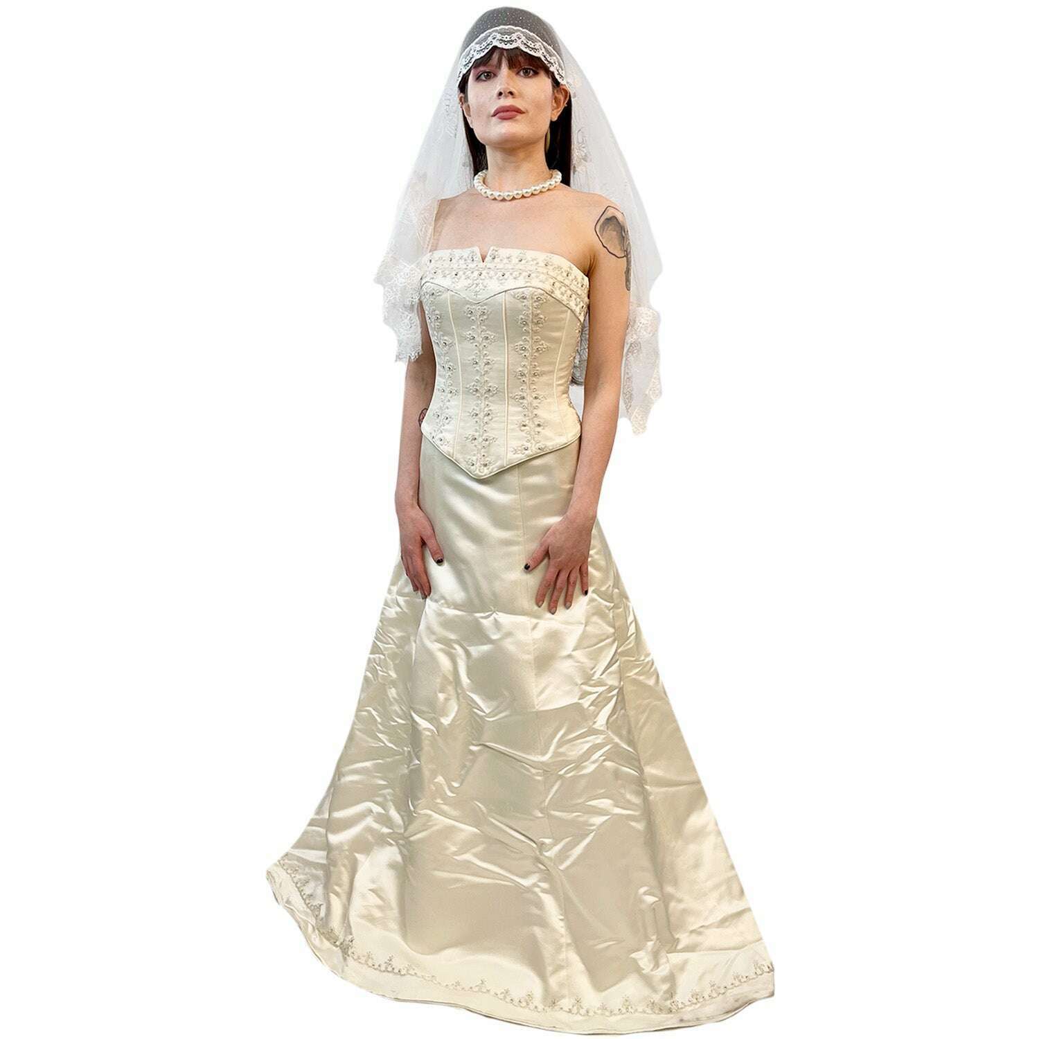 Vintage Corset Sleeveless Wedding Dress Adult Costume Rent / Small - Medium Vintage Corset Sleeveless Wedding Dress Adult Costume Rent / Small - Medium