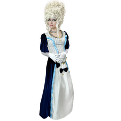 Royal Blue and White Victorian Women's Costume
