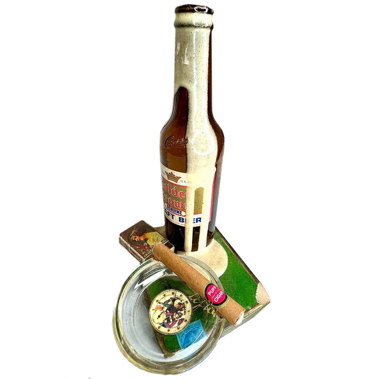 Beer Bottle with Glass Coaster Stage Prop
