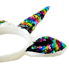 White Reversible Sequins Unicorn Headband