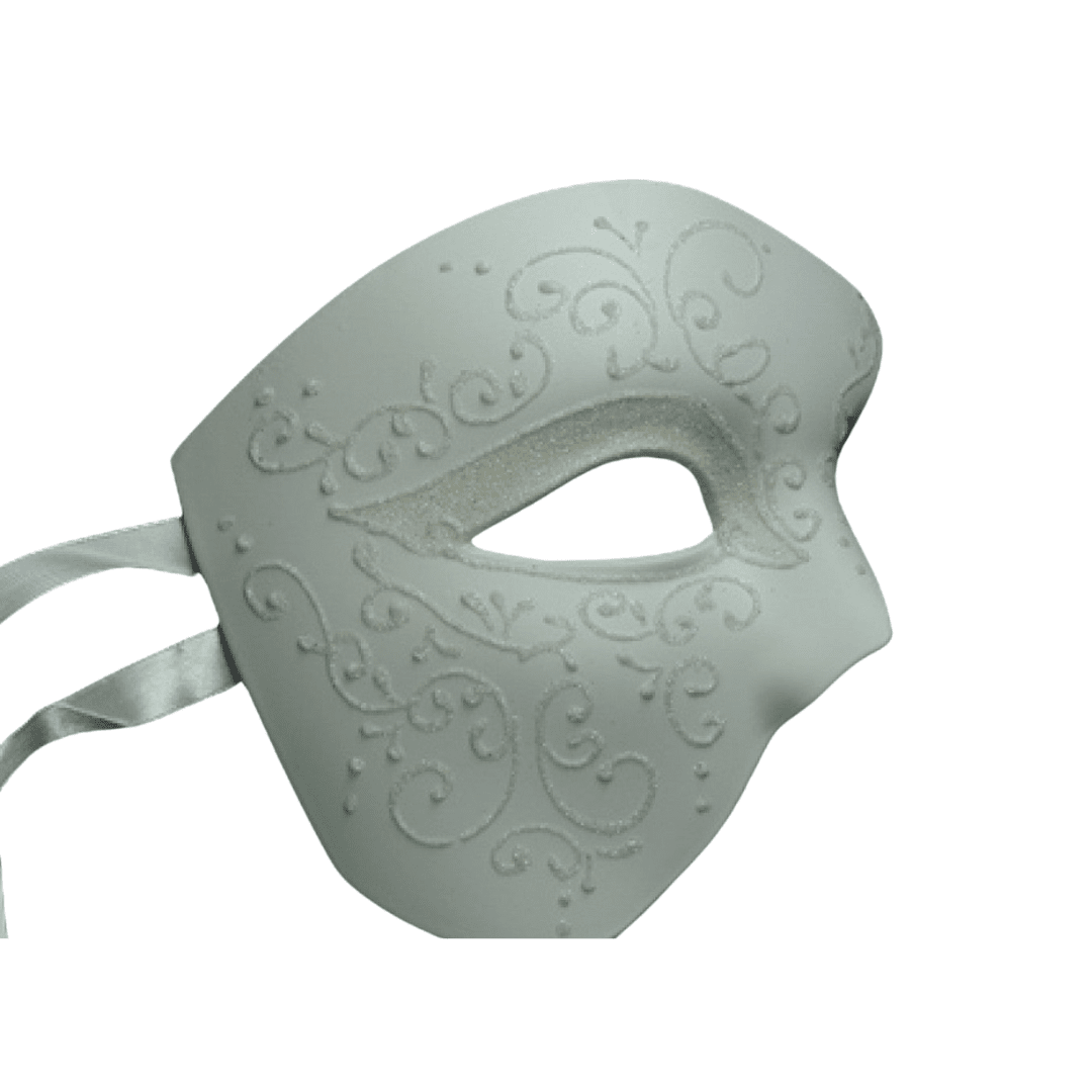 White Venetian Phantom Mask w/ Glitter