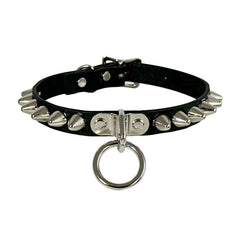 Wide Round Spike Bondage Ring Choker