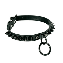 Wide Round Spike Bondage Ring Choker