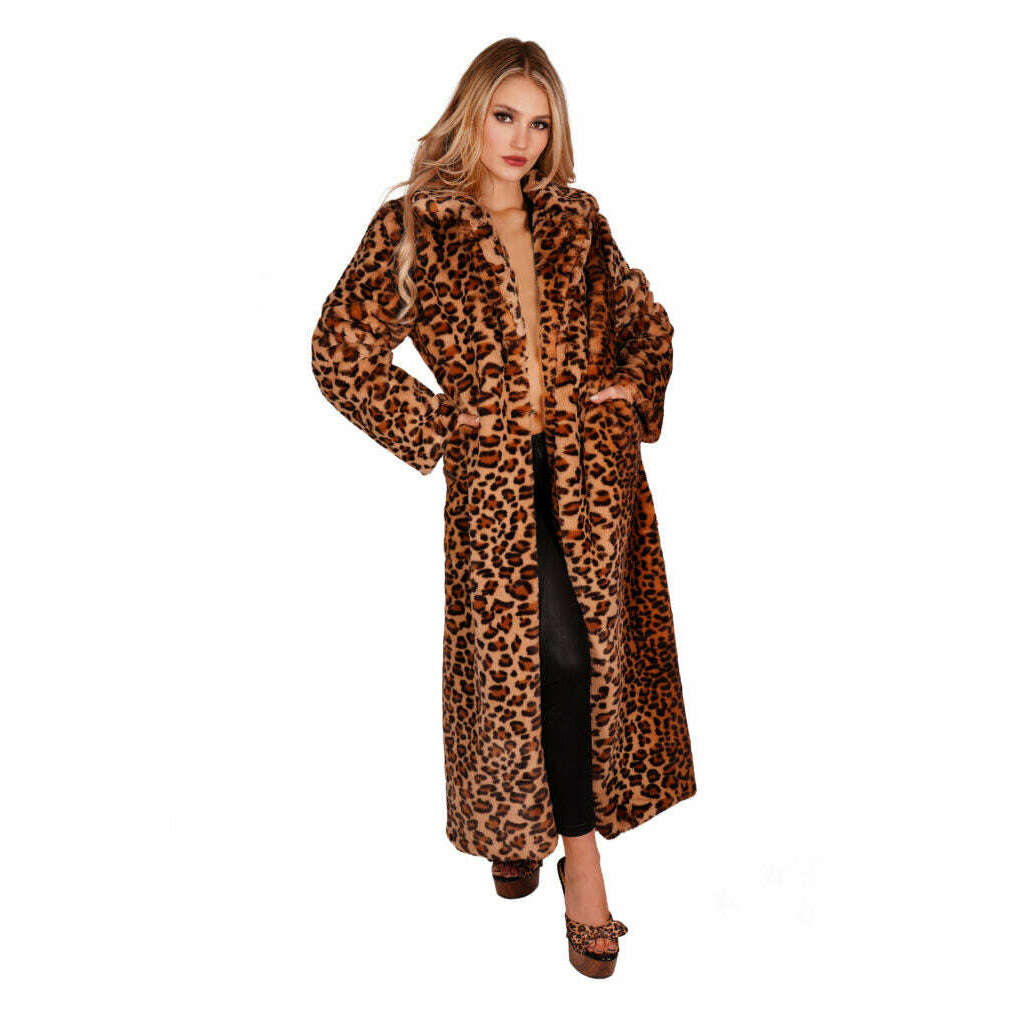 Wildest Dreams Leopard Print Faux Fur Long Coat