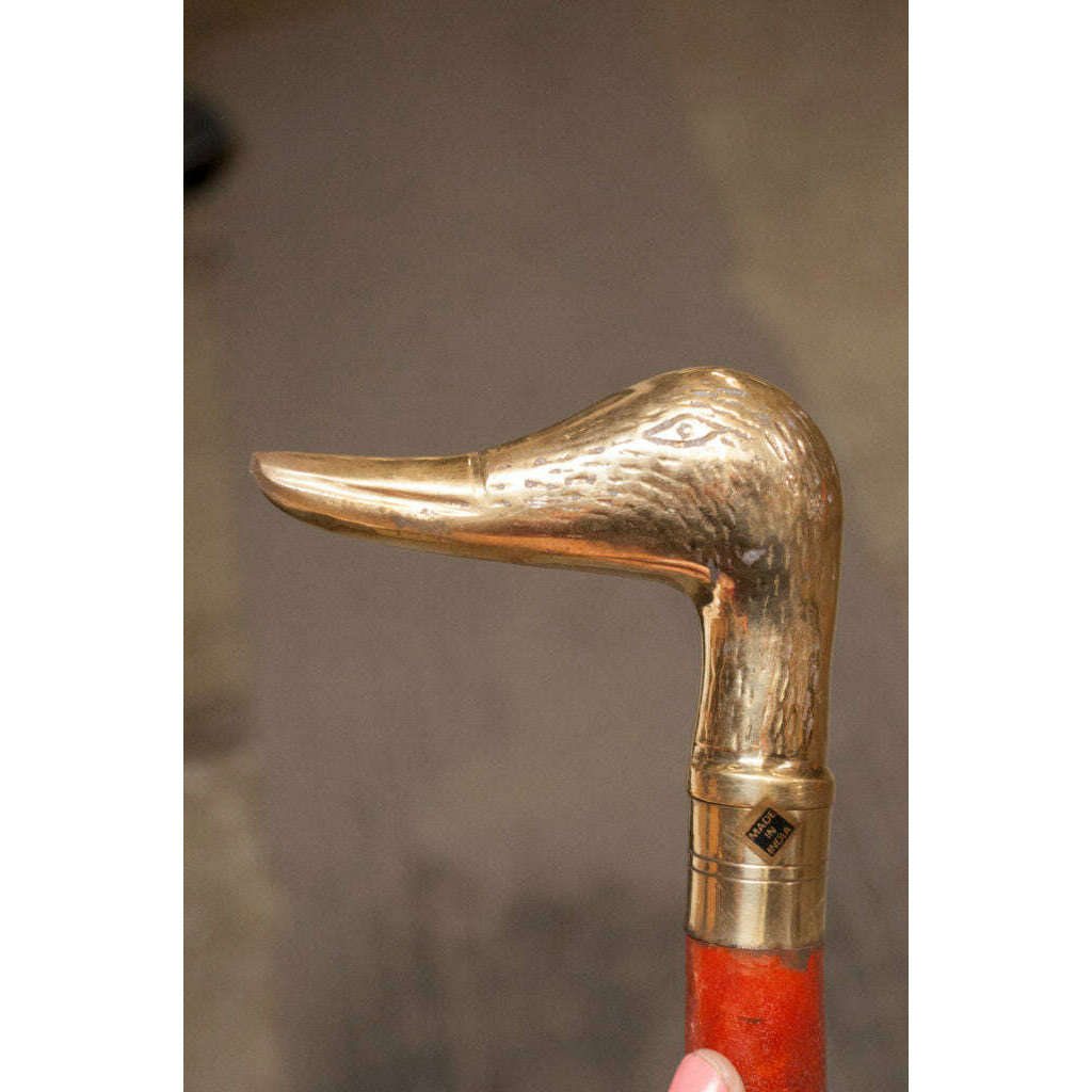 Wooden Cane with Brass Duck Handle