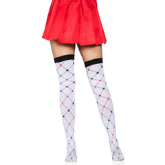 Woven Diamond Card Suit Thigh Highs