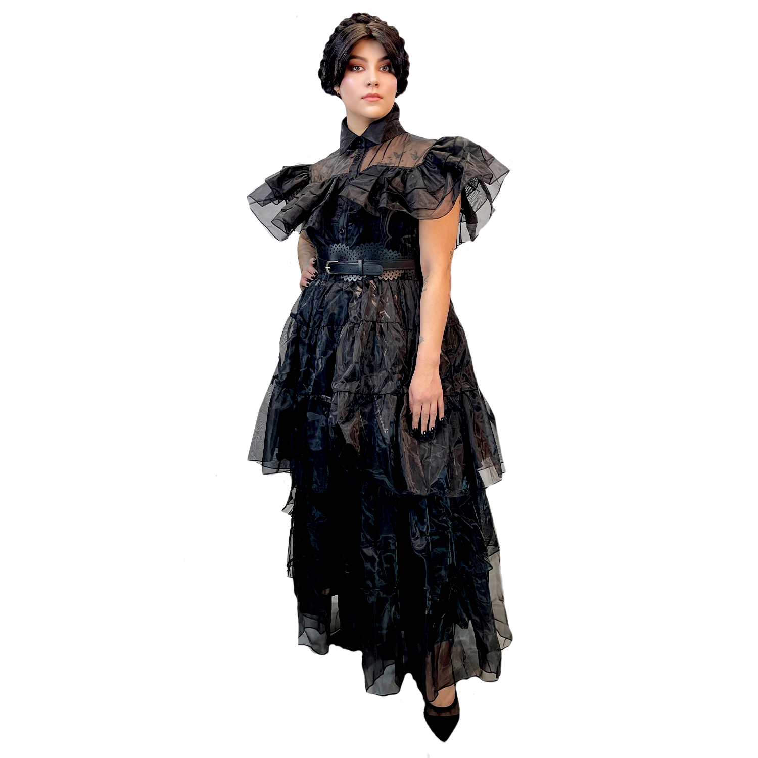 Wednesday Addams Girls Costume Long Sleeve Dress, XL