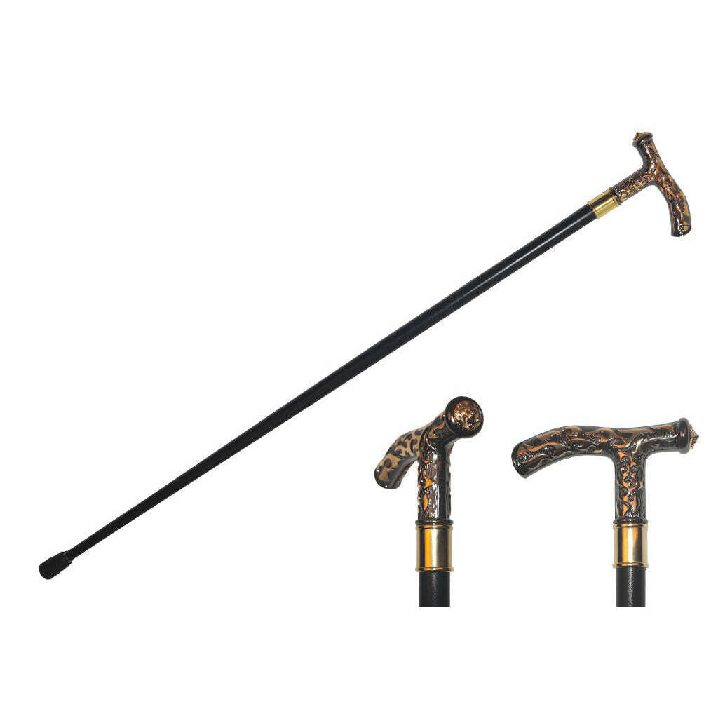 Zinc Bronze Flames & Skull Handle Walking Cane