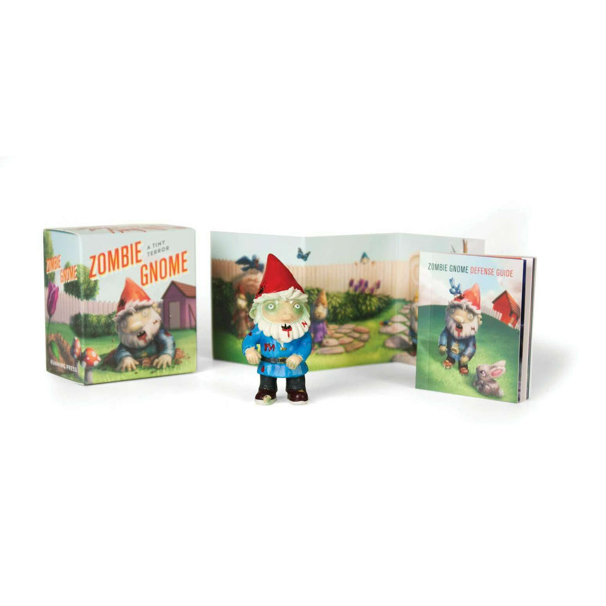 Zombie Gnome: A Tiny Terror 3" Gnome Figure w/ Backdrop & Zombie Gnome Defense Guide