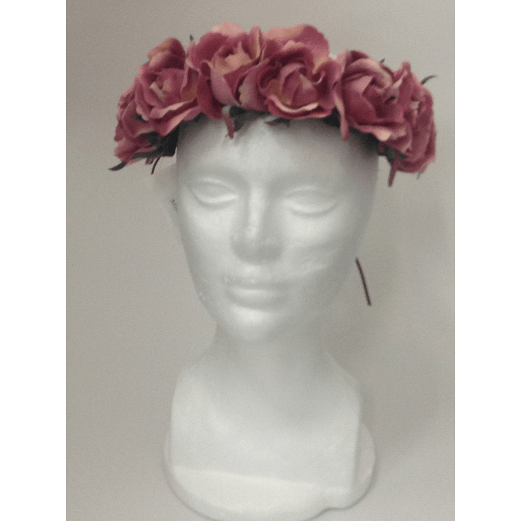 Mauve Pink Rose Crown Head Wrap