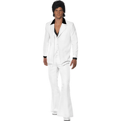 Classic 70's White Disco Fever Suit Adult Costume