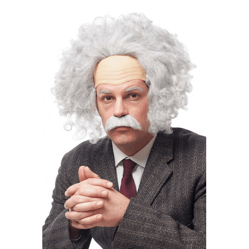 Grey Genius Wig w/ Mustache