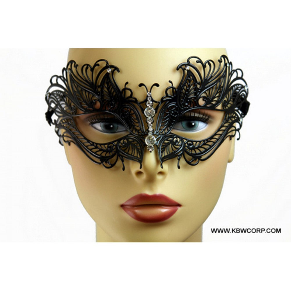 Laser-Cut Metal Venetian Mask Black