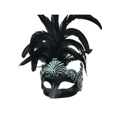 Silver Venetian Mask with Feathers