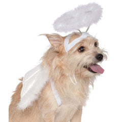 White Fuzzy Angel Wings and Halo Pet Costume