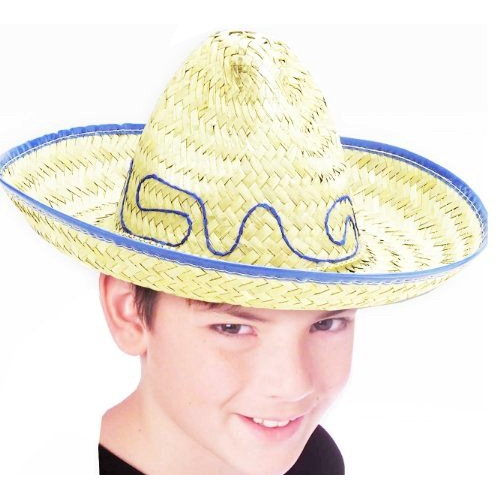 Mexican Sombrero Child hat w/ Blue Trim