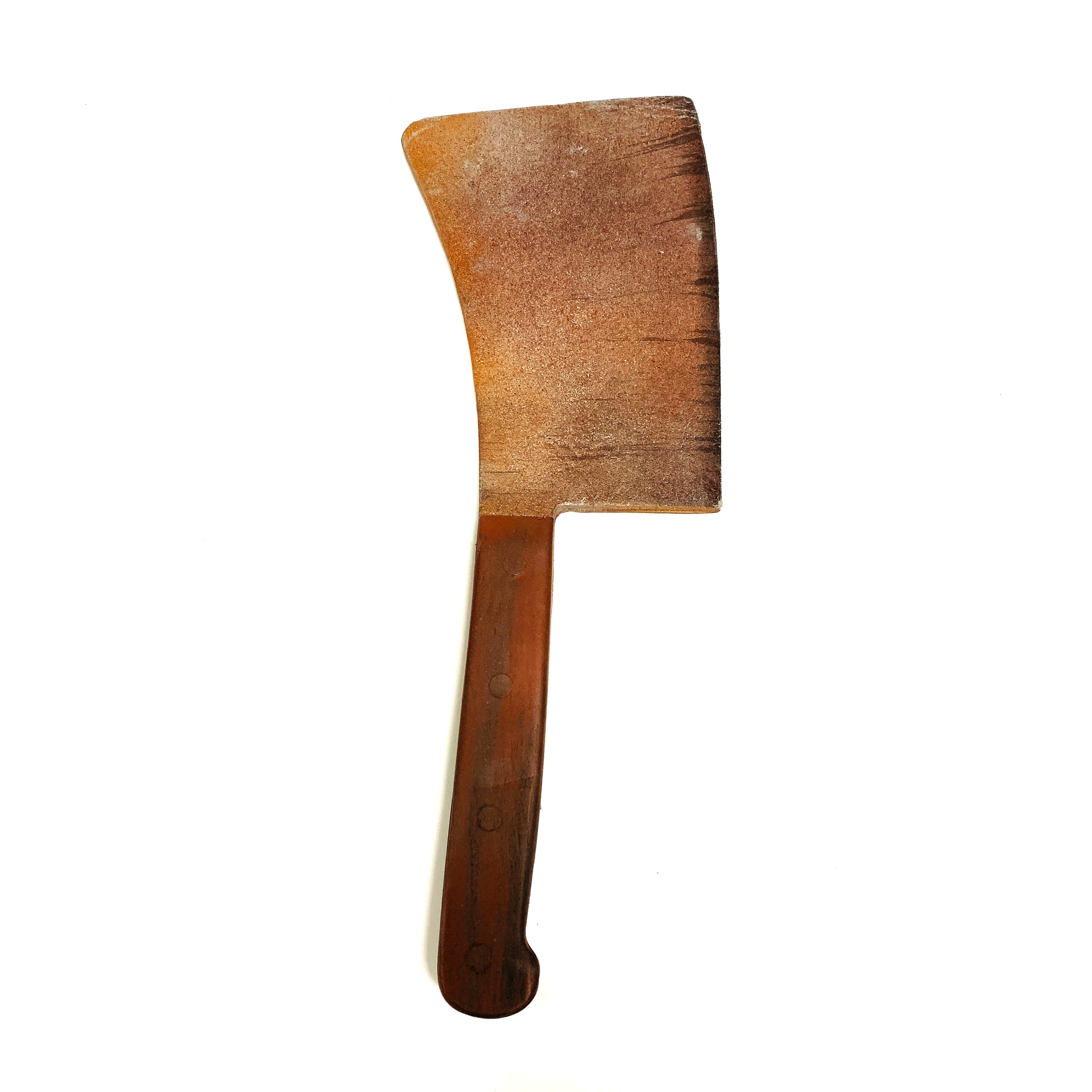 Extra Large Foam Rubber Butcher's Cleaver - RUSTY - Rusty Blade with Brown Handle