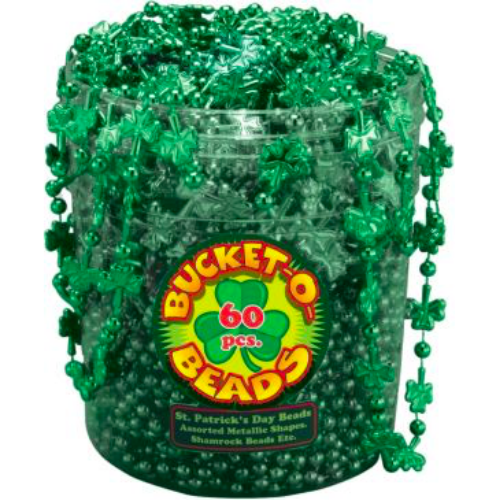 Saint Patricks Day 144 Piece Bucket of Shamrock Beads