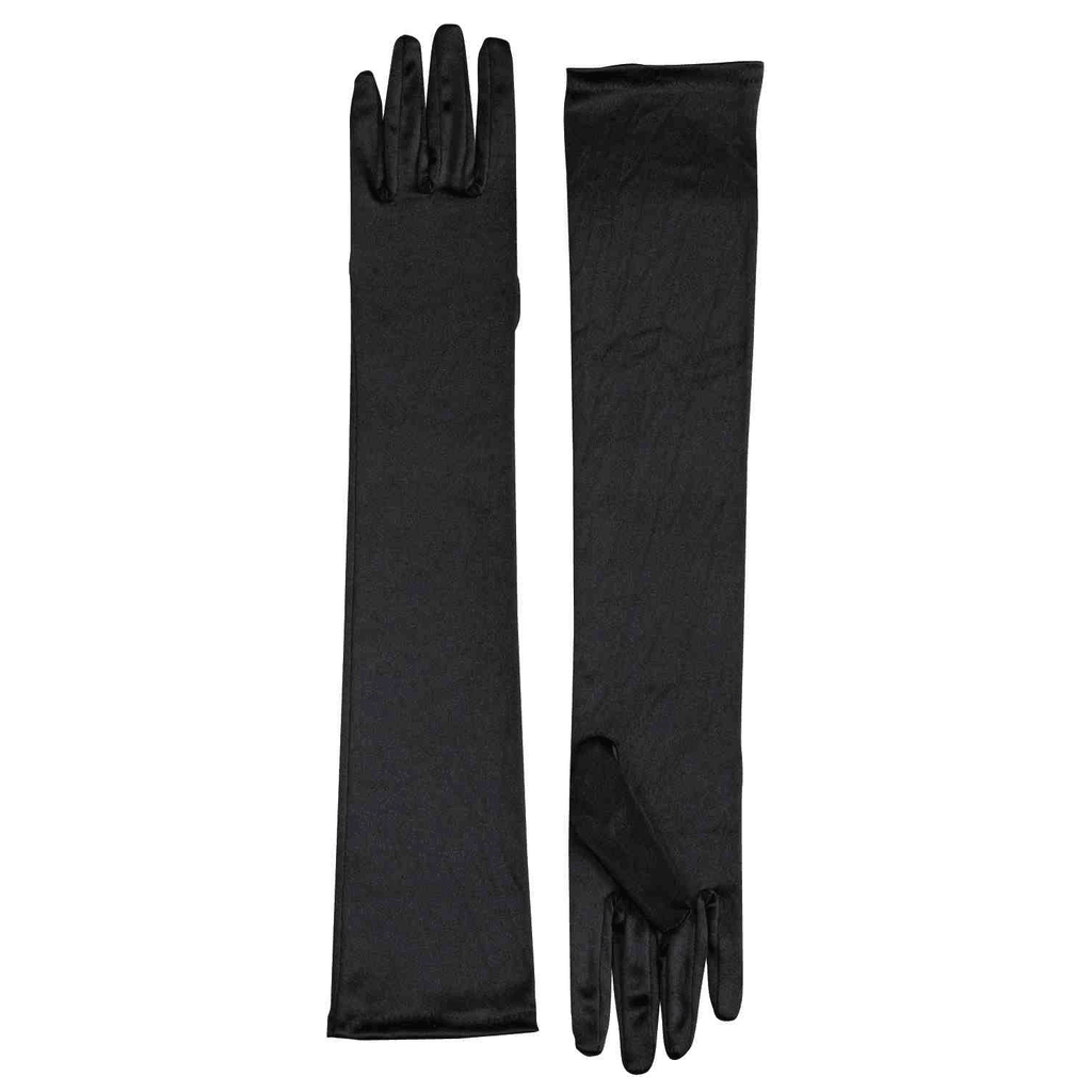 Long Satin Black Gloves