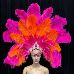 Pink & Orange Feather Headpiece