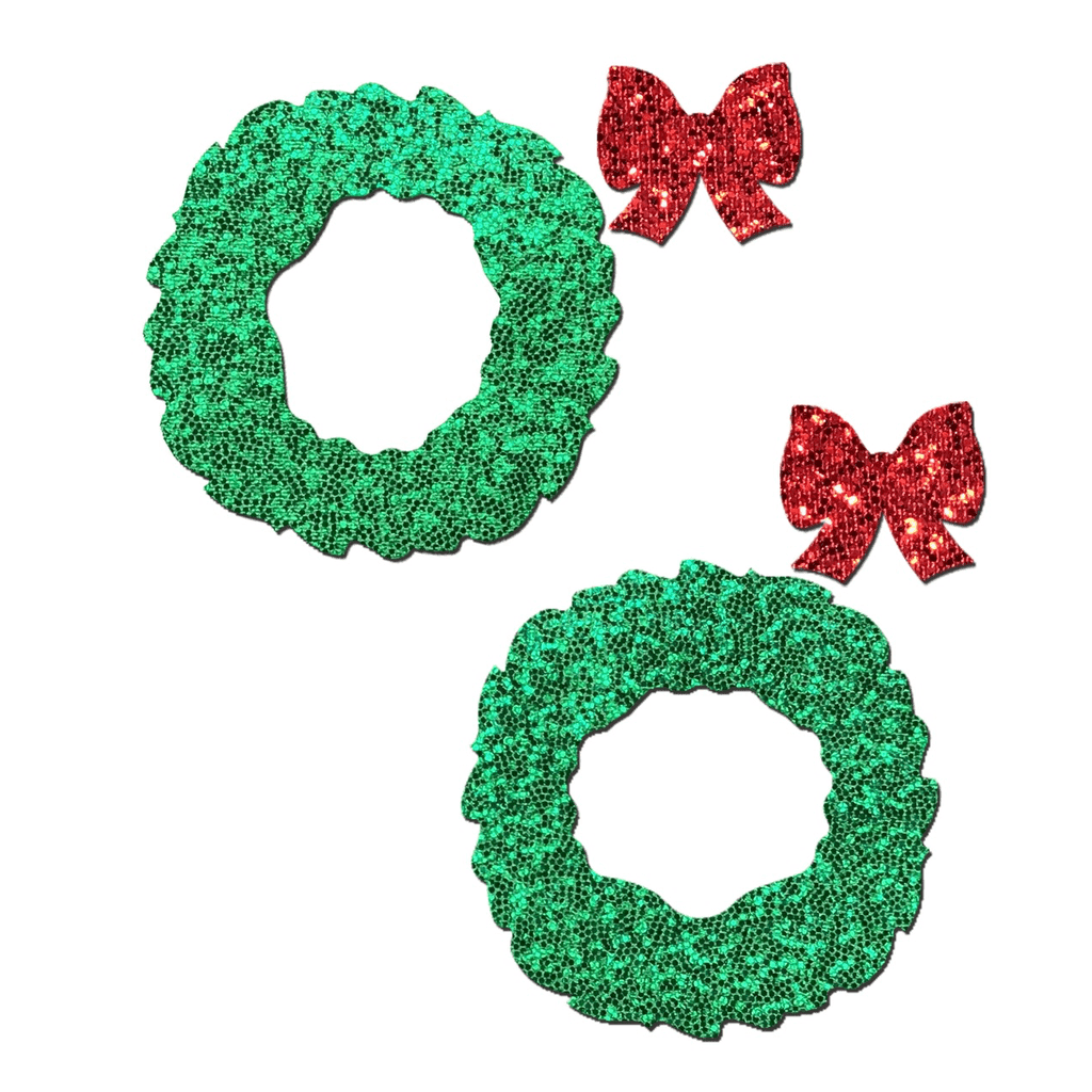 Glitter Wreath and Bow Nipple Pasties