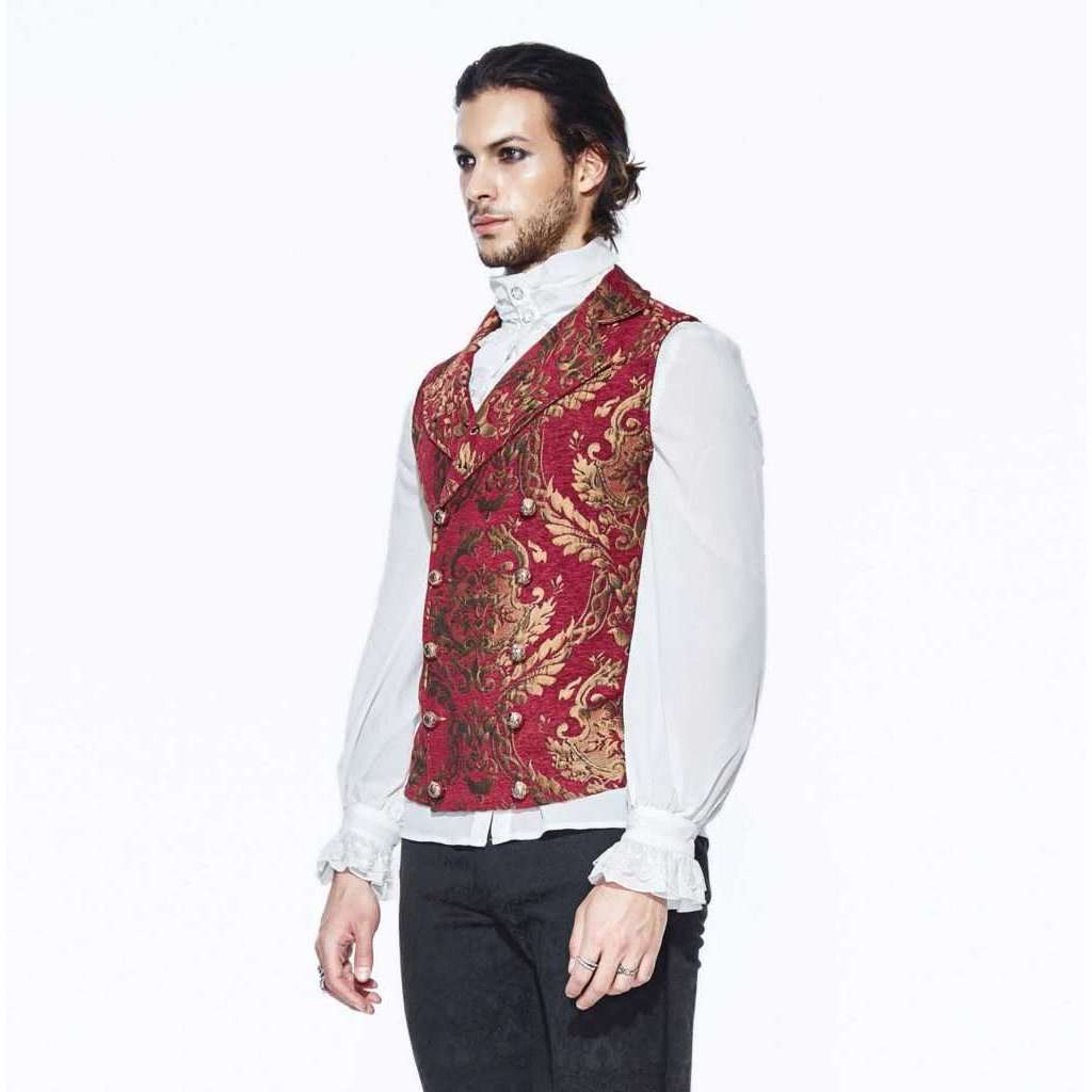 Gothic Red and Gold Demask Male Vest