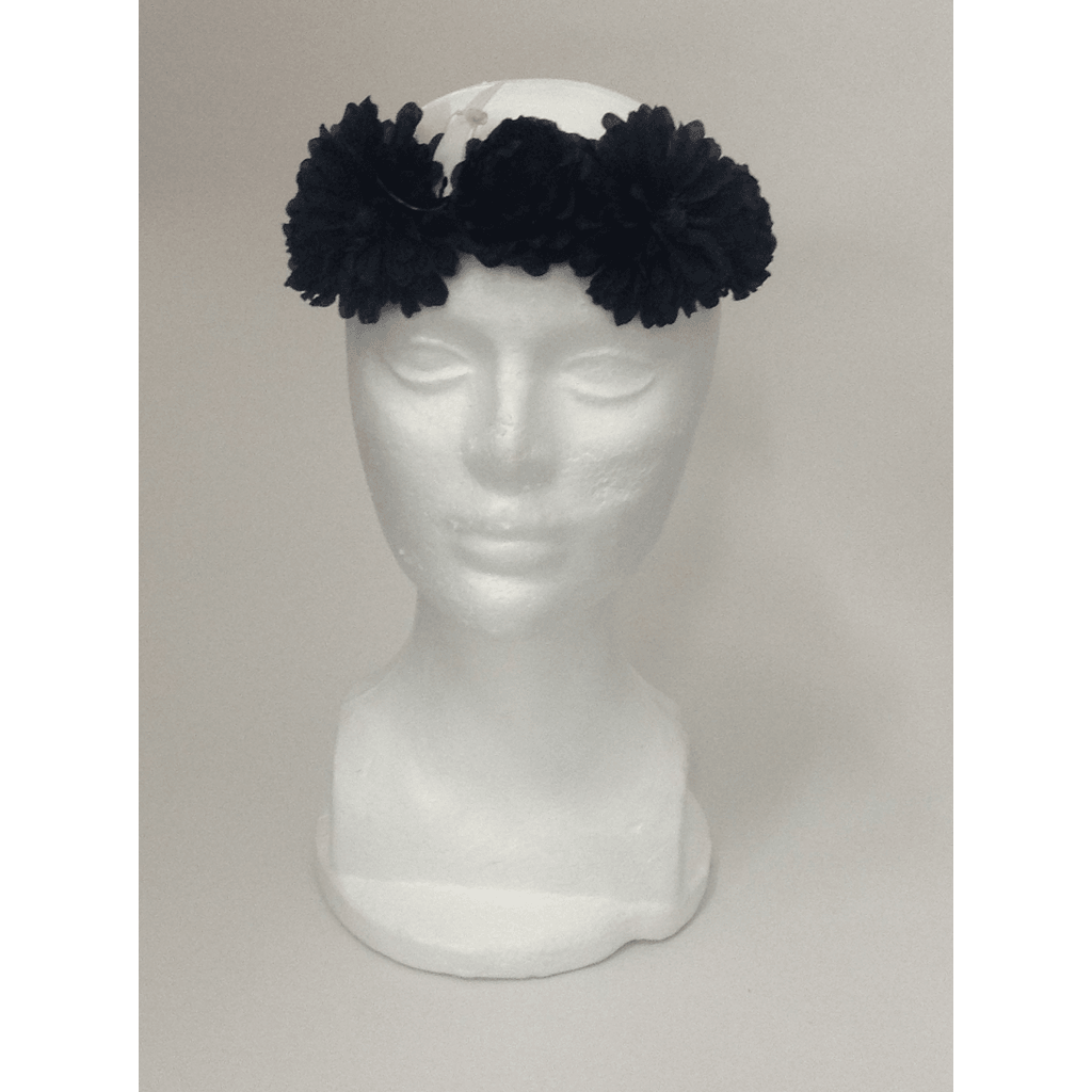 Black Flower Crown HeadbandWrap