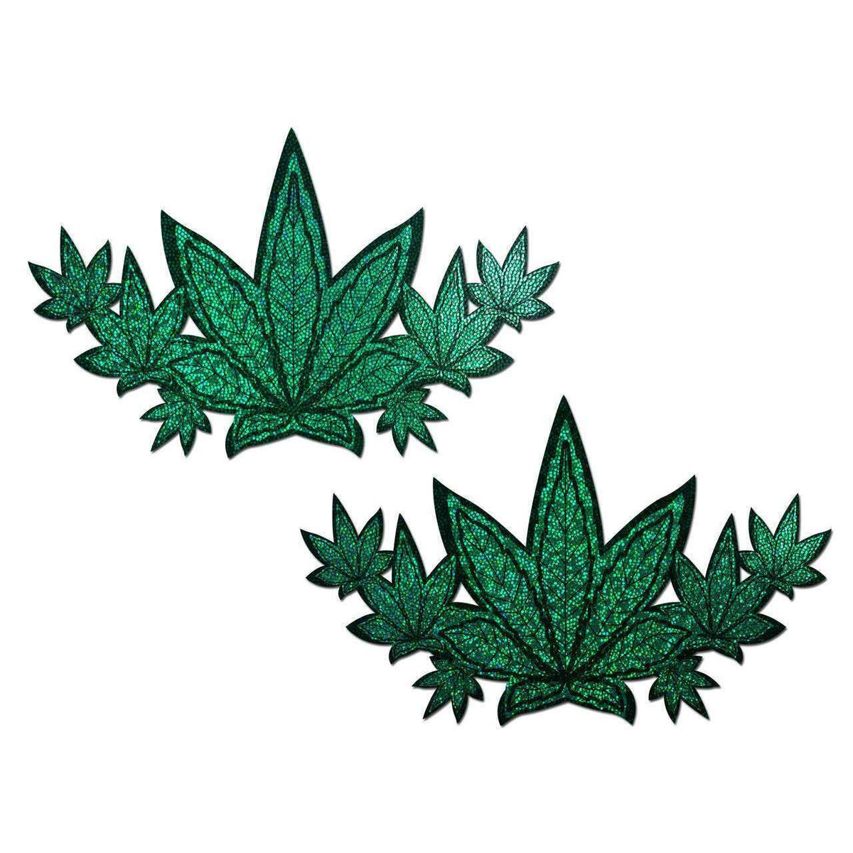 Weed Green Glitter Pot Leaves Nipple Pasties